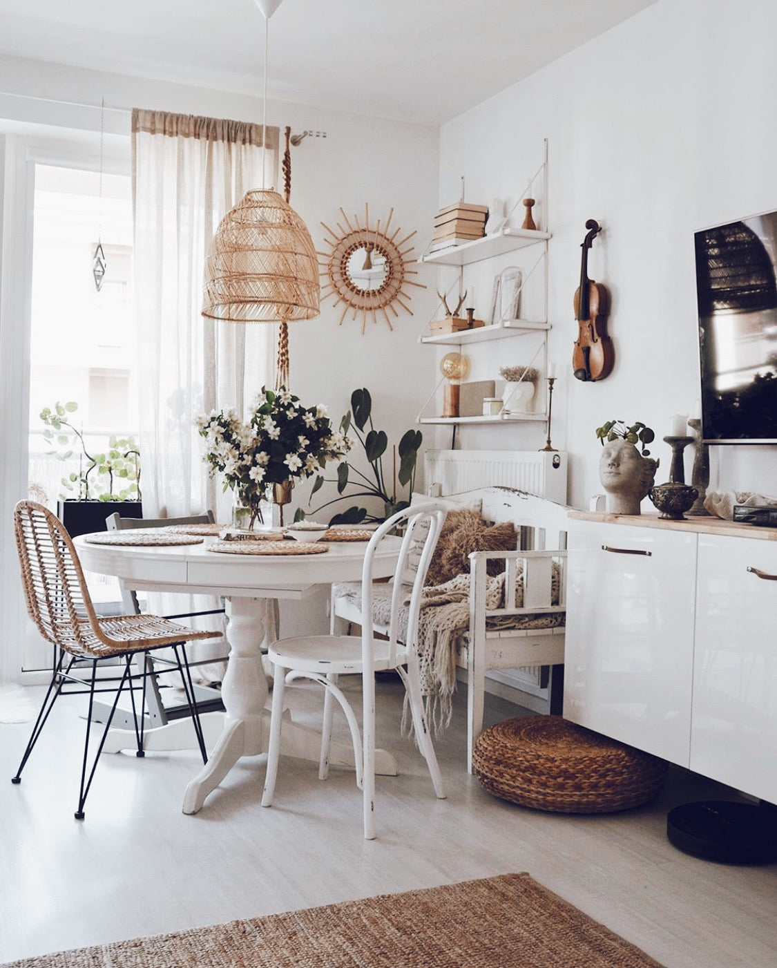 Large rattan wicker lampshade