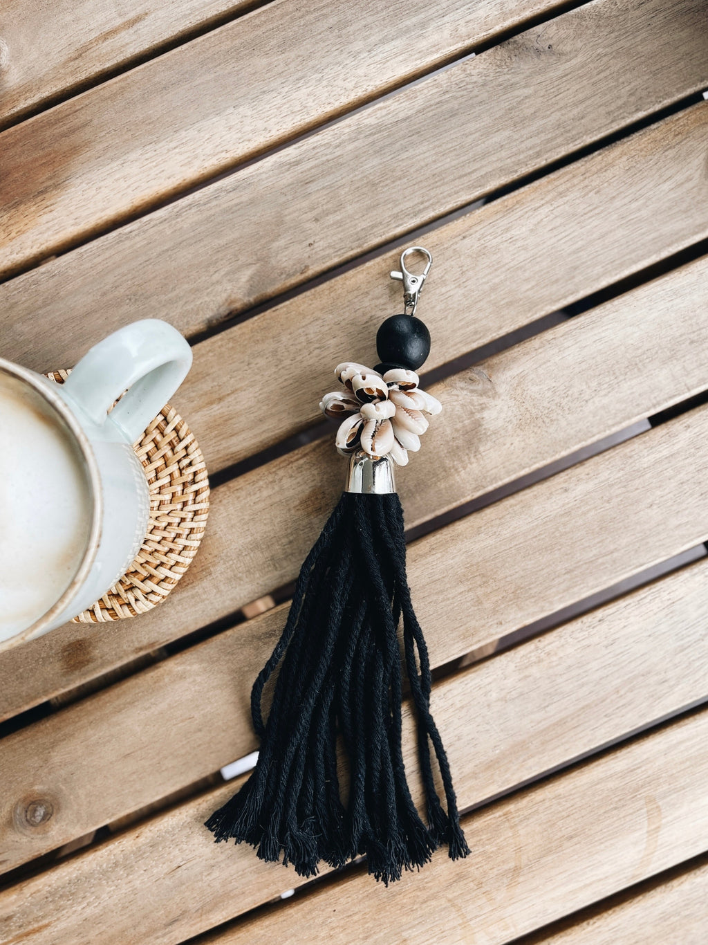 Black Alor Cowrie Shells Keychain