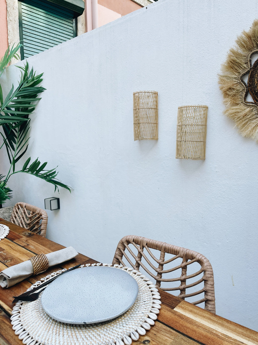 Mehara Cross Rattan Wall Sconce