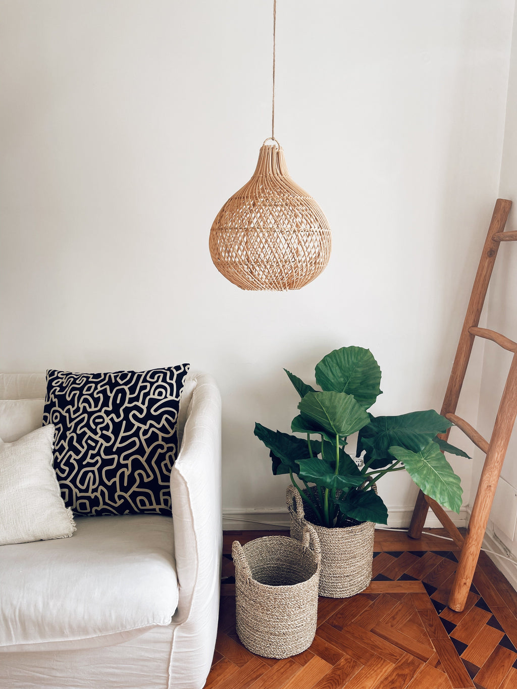 Mandala Cross Rattan Lampshade