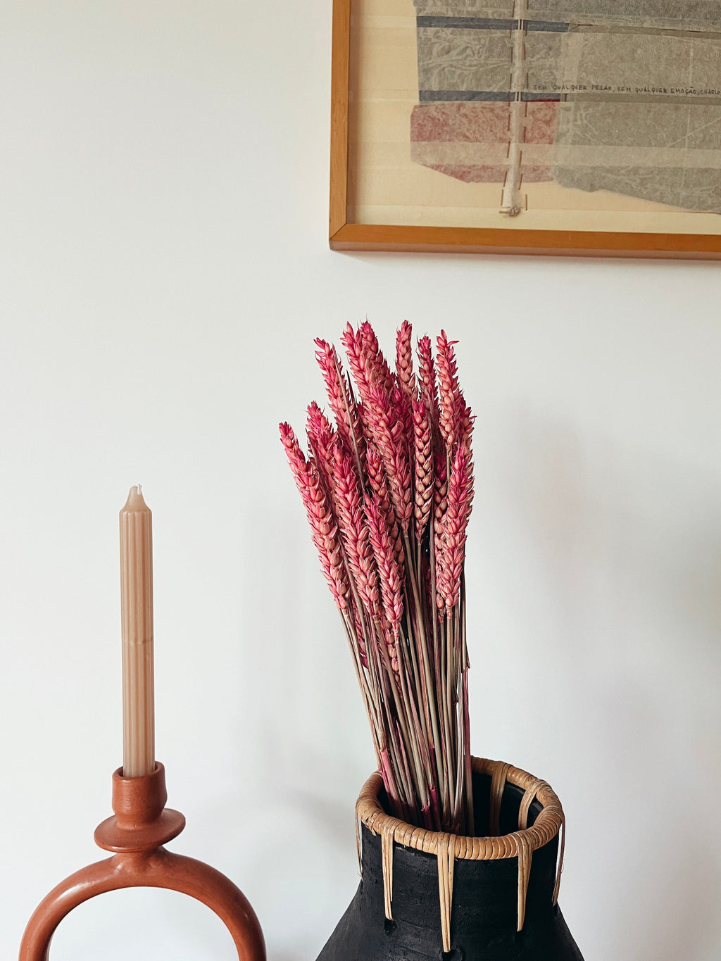 Dried Flowers Wheat Pink